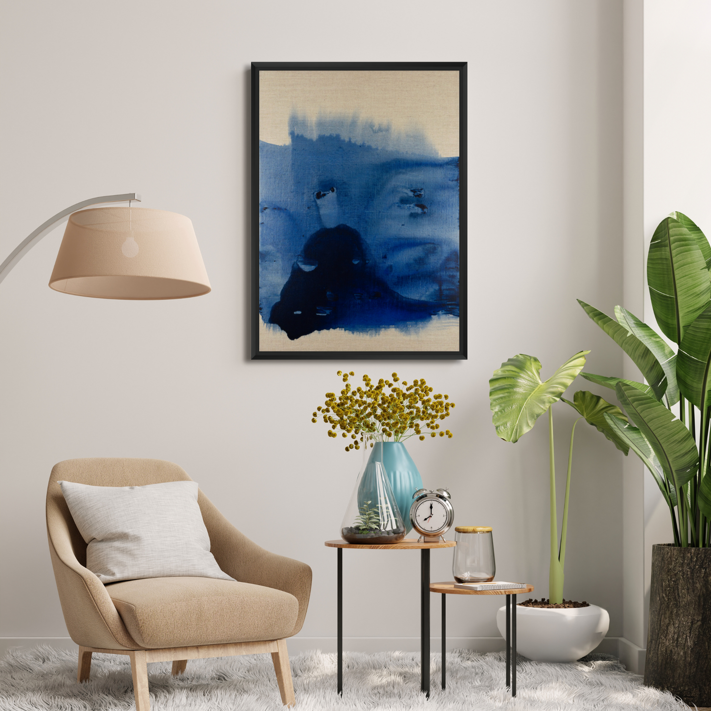 Contemporary art canvas print by Max Lanzinger in living room.