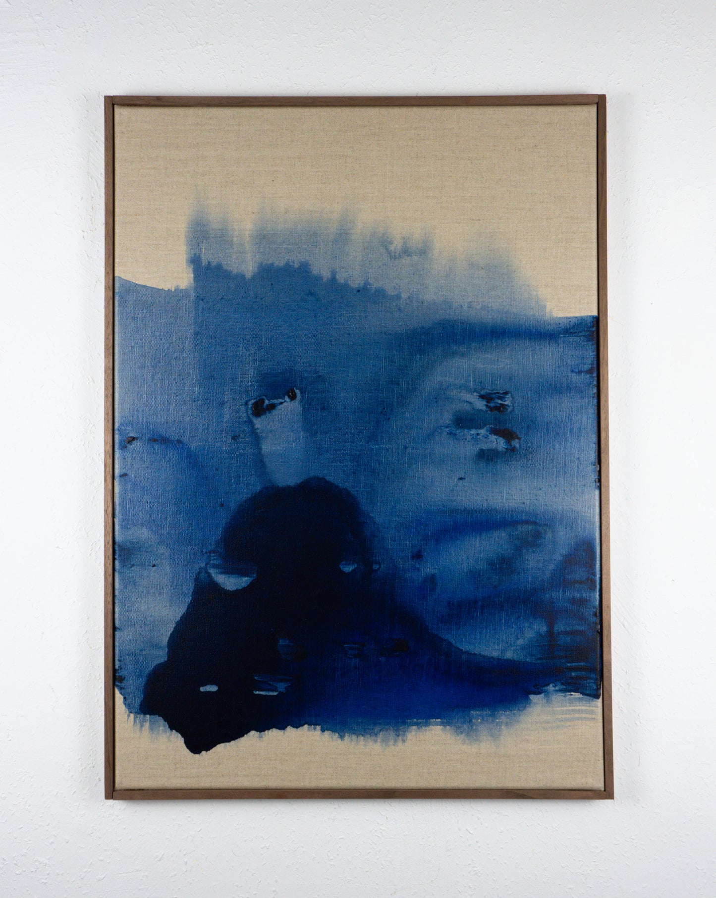 Contemporary acrylic painting by Max Lanzinger with walnut frame.