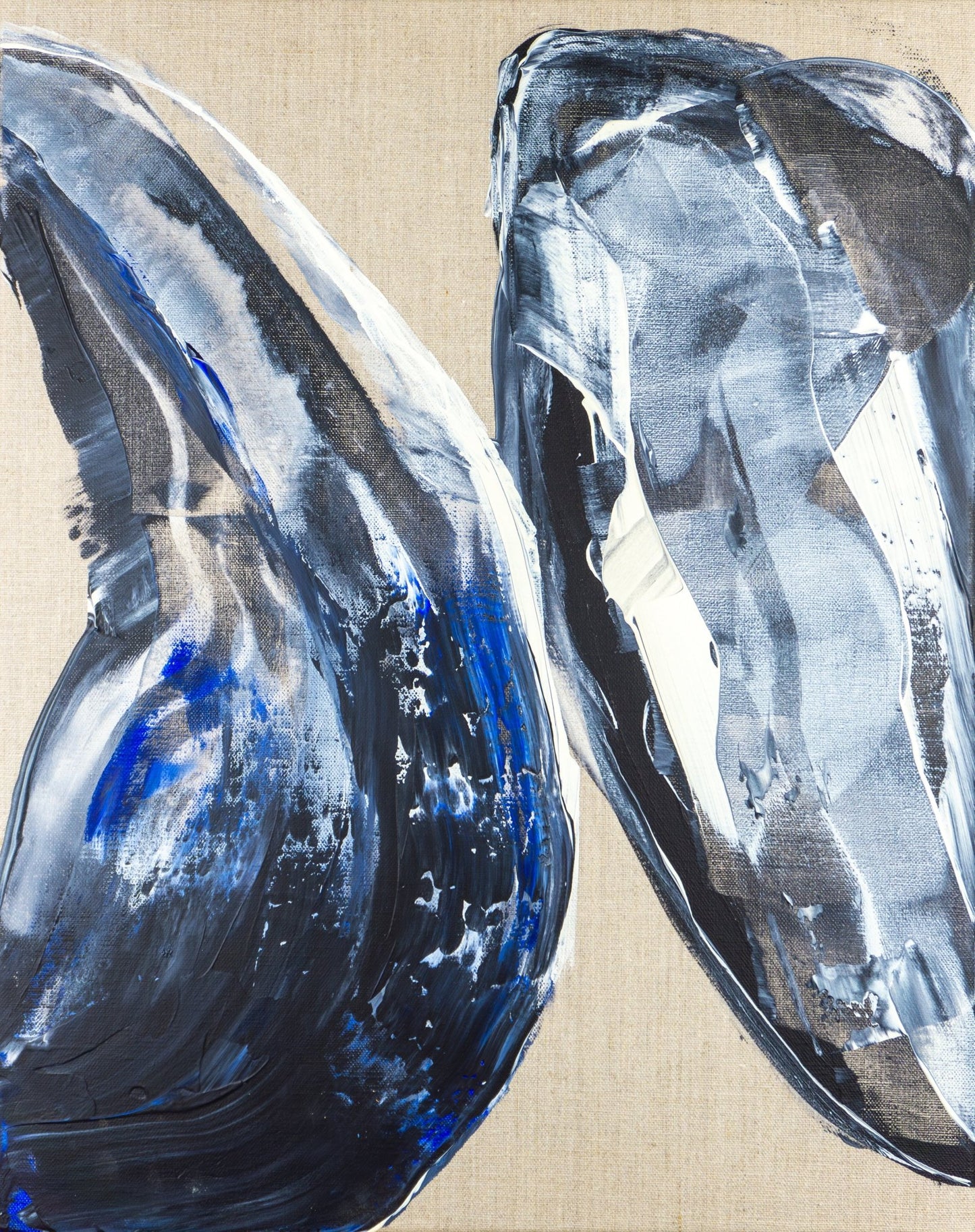 Collision (print) - Max Lanzinger Artworks. Fine art print with blue, black and white colliding shapes.