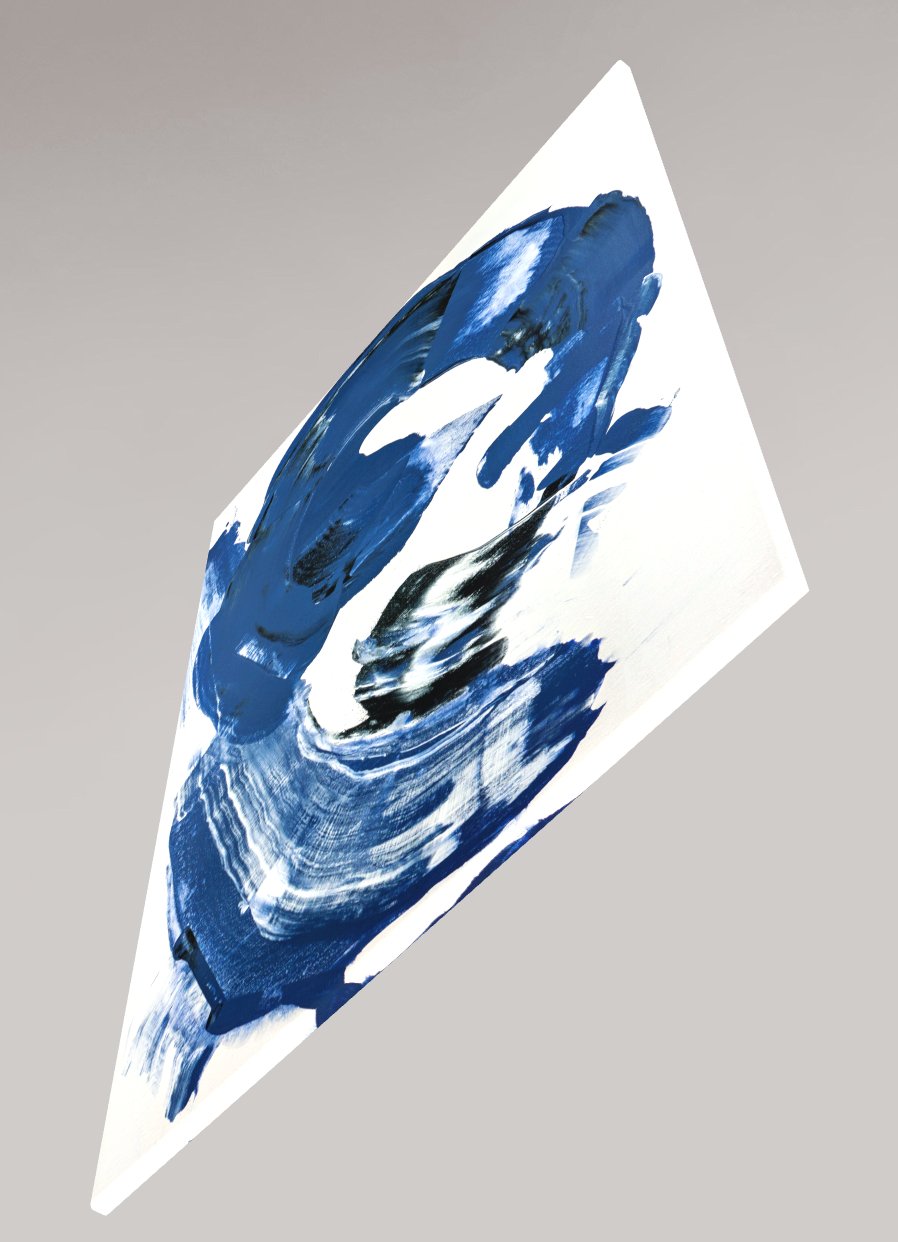 Detailed side view of abstract canvas print by Max Lanzinger.