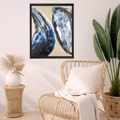 Collision (canvas print) - Max Lanzinger Artworks. Abstract canvas print with colliding shapes in living room.