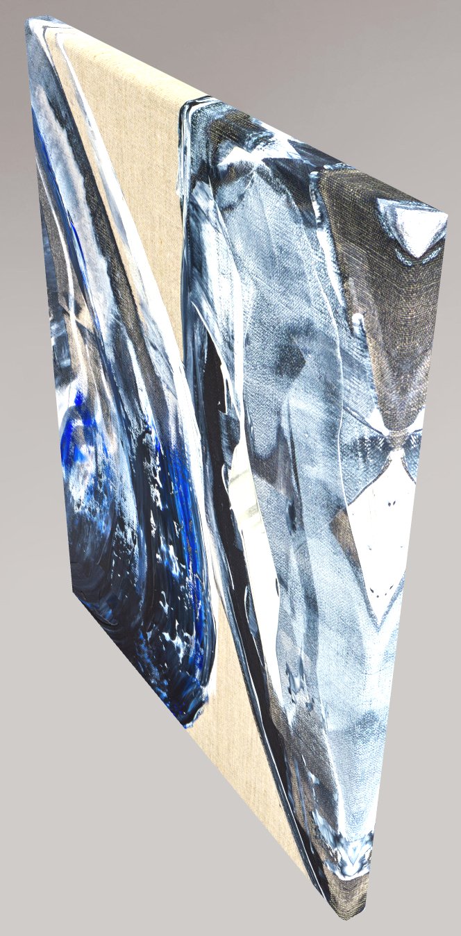 Detailed side view of canvas print.