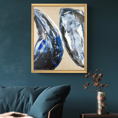 Collision (canvas print) - Max Lanzinger Artworks. Abstract canvas print with colliding shapes in living room.